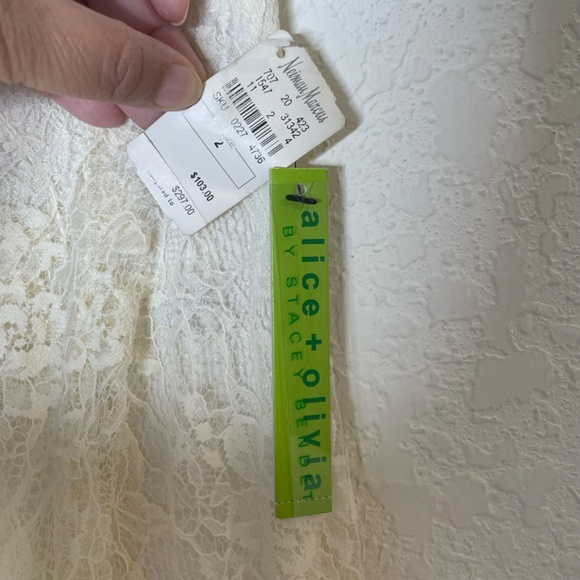 Alice + Olivia NWT Hi Lo Lace Midi Skirt Size 2 Ivory Sheer Lined - Picture 9 of 16